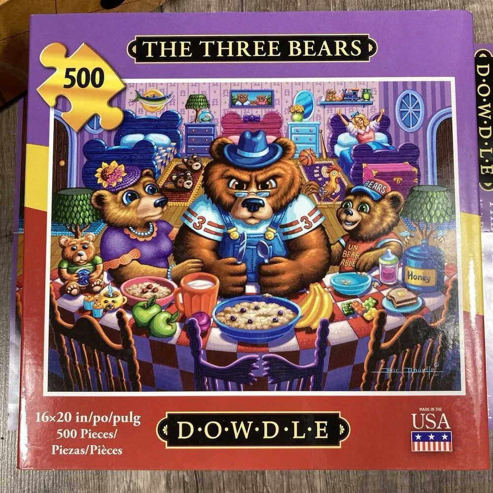 Lot of 3 Dowdle Puzzles Train Station Three Bears & Christmas Delivery 100-1000